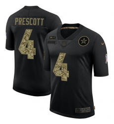 Men's Dallas Cowboys #4 Dak Prescott Camo 2020 Salute To Service Limited Jersey