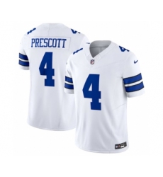 Men's Nike Dallas Cowboys #4 Dak Prescott White 2023 F.U.S.E. Vapor Limited Stitched Football Jersey