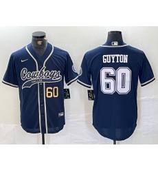 Men's Dallas Cowboys #60 Tyler Guyton Navy Cool Base Stitched Baseball Jerseys