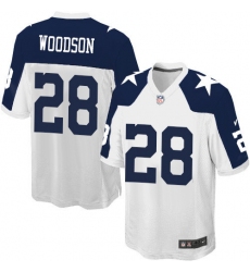 Men's Nike Dallas Cowboys #28 Darren Woodson Game White Throwback Alternate NFL Jersey