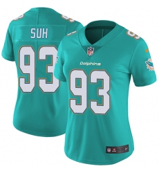 Women's Nike Miami Dolphins #93 Ndamukong Suh Elite Aqua Green Team Color NFL Jersey