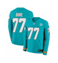 Men's Nike Miami Dolphins #77 Adam Joseph Duhe Limited Aqua Therma Long Sleeve NFL Jersey
