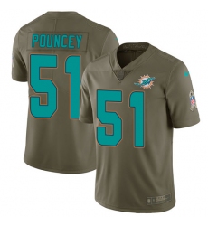 Men's Nike Miami Dolphins #51 Mike Pouncey Limited Olive 2017 Salute to Service NFL Jersey