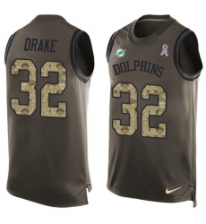 Men's Nike Miami Dolphins #32 Kenyan Drake Limited Green Salute to Service Tank Top NFL Jersey
