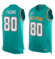 Men's Nike Miami Dolphins #80 Anthony Fasano Limited Aqua Green Player Name & Number Tank Top NFL Jersey