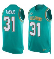 Men's Nike Miami Dolphins #31 Michael Thomas Limited Aqua Green Player Name & Number Tank Top NFL Jersey