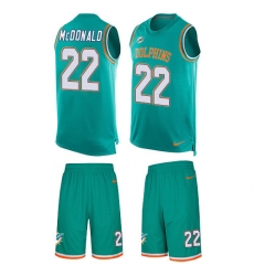 Men's Nike Miami Dolphins #22 T.J. McDonald Limited Aqua Green Tank Top Suit NFL Jersey