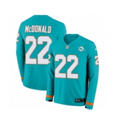 Men's Nike Miami Dolphins #22 T.J. McDonald Limited Aqua Therma Long Sleeve NFL Jersey