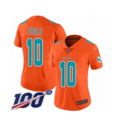 Women's Miami Dolphins #10 Kenny Stills Limited Orange Inverted Legend 100th Season Football Jersey