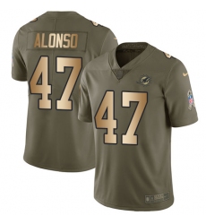 Men's Nike Miami Dolphins #47 Kiko Alonso Limited Olive/Gold 2017 Salute to Service NFL Jersey