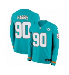 Youth Nike Miami Dolphins #90 Charles Harris Limited Aqua Therma Long Sleeve NFL Jersey