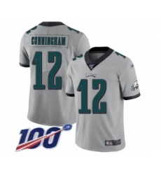 Men's Philadelphia Eagles #12 Randall Cunningham Limited Silver Inverted Legend 100th Season Football Jersey