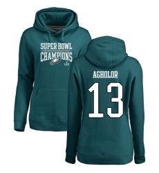 Women's Nike Philadelphia Eagles #13 Nelson Agholor Green Super Bowl LII Champions Pullover Hoodie