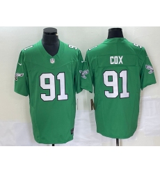 Men's Nike Philadelphia Eagles #91 Fletcher Cox Green 2023 F.U.S.E. Vapor Limited Throwback Stitched Football Jersey