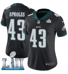 Women's Nike Philadelphia Eagles #43 Darren Sproles Black Alternate Vapor Untouchable Limited Player Super Bowl LII NFL Jersey