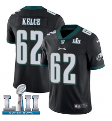 Youth Nike Philadelphia Eagles #62 Jason Kelce Black Alternate Vapor Untouchable Limited Player Super Bowl LII NFL Jersey
