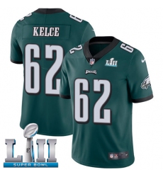 Youth Nike Philadelphia Eagles #62 Jason Kelce Midnight Green Team Color Vapor Untouchable Limited Player Super Bowl LII NFL Jersey