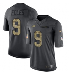 Men's Nike Philadelphia Eagles #9 Nick Foles Limited Black 2016 Salute to Service NFL Jersey