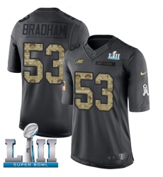 Men's Nike Philadelphia Eagles #53 Nigel Bradham Limited Black 2016 Salute to Service Super Bowl LII NFL Jersey