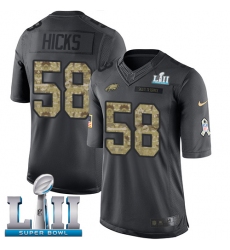 Men's Nike Philadelphia Eagles #58 Jordan Hicks Limited Black 2016 Salute to Service Super Bowl LII NFL Jersey