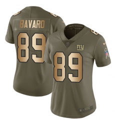 Women's Nike New York Giants #89 Mark Bavaro Limited Olive/Gold 2017 Salute to Service NFL Jersey