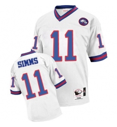 Mitchell and Ness New York Giants #11 Phil Simms White Authentic Throwback NFL Jersey