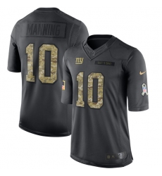 Youth Nike New York Giants #10 Eli Manning Limited Black 2016 Salute to Service NFL Jersey