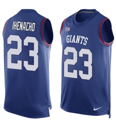 Men's Nike New York Giants #23 Duke Ihenacho Limited Royal Blue Player Name & Number Tank Top NFL Jersey