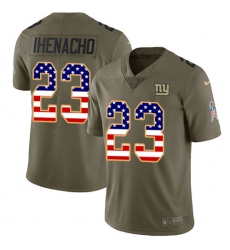 Youth Nike New York Giants #23 Duke Ihenacho Limited Olive/USA Flag 2017 Salute to Service NFL Jersey