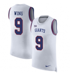 Men's Nike New York Giants #9 Brad Wing Limited White Rush Player Name & Number Tank Top NFL Jersey