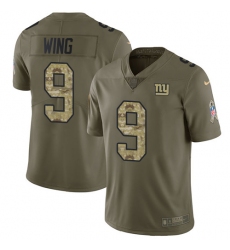 Youth Nike New York Giants #9 Brad Wing Limited Olive/Camo 2017 Salute to Service NFL Jersey