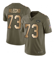 Men's Nike New York Jets #73 Joe Klecko Limited Olive/Gold 2017 Salute to Service NFL Jersey