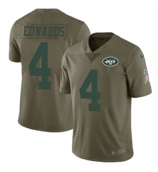 Youth Nike New York Jets #4 Lac Edwards Limited Olive 2017 Salute to Service NFL Jersey