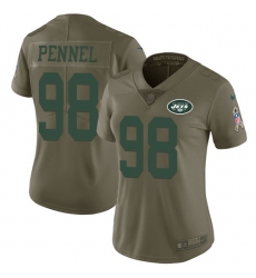 Women's Nike New York Jets #98 Mike Pennel Limited Olive 2017 Salute to Service NFL Jersey