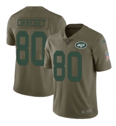 Men's Nike New York Jets #80 Wayne Chrebet Limited Olive 2017 Salute to Service NFL Jersey
