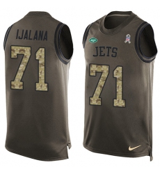 Men's Nike New York Jets #71 Ben Ijalana Limited Green Salute to Service Tank Top NFL Jersey
