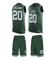 Men's Nike New York Jets #20 Marcus Williams Limited Green Tank Top Suit NFL Jersey