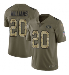 Youth Nike New York Jets #20 Marcus Williams Limited Olive/Camo 2017 Salute to Service NFL Jersey