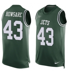 Men's Nike New York Jets #43 Julian Howsare Limited Green Player Name & Number Tank Top NFL Jersey