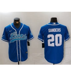 Men's Detroit Lions #20 Barry Sanders Blue Cool Base Stitched Baseball Jersey