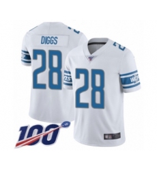 Men's Detroit Lions #28 Quandre Diggs White Vapor Untouchable Limited Player 100th Season Football Jersey