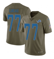 Youth Nike Detroit Lions #77 Cornelius Lucas Limited Olive 2017 Salute to Service NFL Jersey