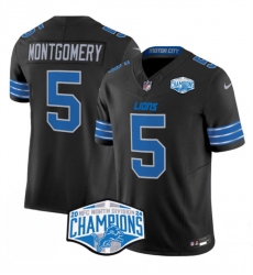 Men's Detroit Lions #5 David Montgomery Black 2024 NFC North Champions F.U.S.E. Vapor Limited Stitched Jersey