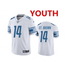 Youth Detroit Lions #14 mon-Ra St. Brown White Vapor Untouchable Limited Stitched Jersey