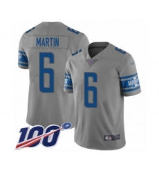 Men's Detroit Lions #6 Sam Martin Limited Gray Inverted Legend 100th Season Football Jersey