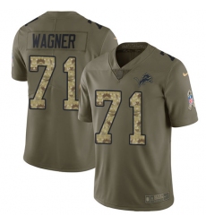 Men's Nike Detroit Lions #71 Ricky Wagner Limited Olive/Camo Salute to Service NFL Jersey
