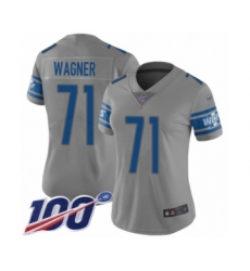 Women's Detroit Lions #71 Ricky Wagner Limited Gray Inverted Legend 100th Season Football Jersey