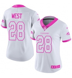 Women's Nike Baltimore Ravens #28 Terrance West Limited White/Pink Rush Fashion NFL Jersey