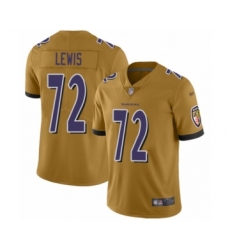 Women's Baltimore Ravens #72 Alex Lewis Limited Gold Inverted Legend Football Jersey