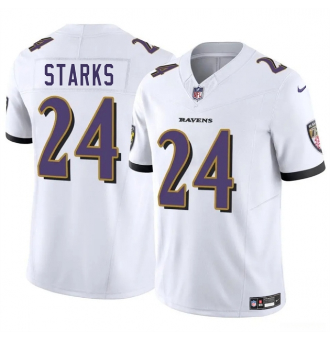 Men's Baltimore Ravens #24 Malaki Starks White 2025 Draft F.U.S.E. Vapor Limited Football Jersey